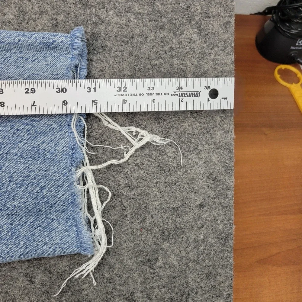 Cotton On Jeans Womens 8 Blue Denim Distressed Original Straight Leg Frayed Hem